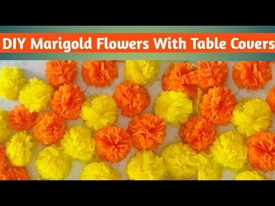 DIY Making Marigold Flowers With Table Cover | DIY Marigold Flowers | Festival Rangoli Decoration