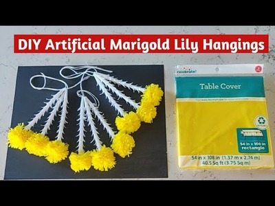 DIY Marigold Lily Hangings | DIY Marigold Floral Bunches | Marigold Lily Hangings With Table Cover