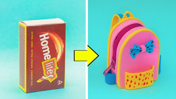 DIY Miniature school bag with matchbox || How to make mini school bag from matchbox at home