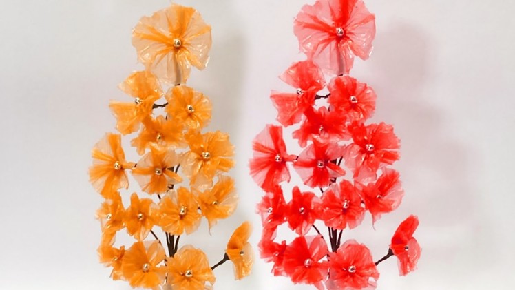 Flowers making with plastic carry bag | DIY | Carry bags reuse idea | Best out of waste