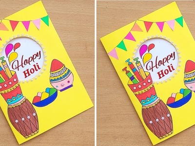 Holi Greeting Card.How to make Holi Card.Holi Card.Handmade Holi card Ideas.Happy Holi Card