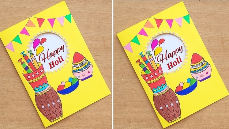Holi Greeting Card.How to make Holi Card.Holi Card.Handmade Holi card Ideas.Happy Holi Card