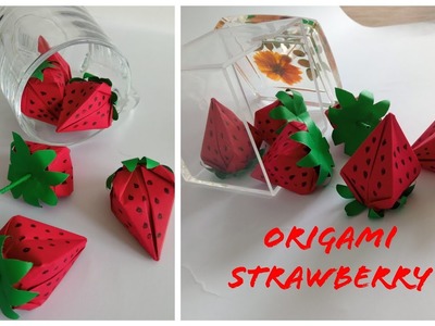 How to make paper Strawberry ????Origami fruit. Paper art