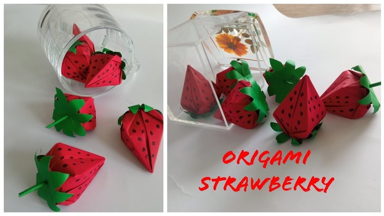 How to make paper Strawberry ????Origami fruit. Paper art