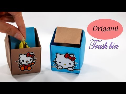 How to make Paper Trash Bin, Origami Trash Bin Tutorial - Paper waste ...