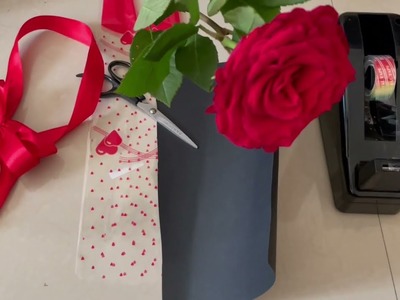 How to make single rose bouquet.DIY Valentine's day gift idea