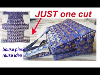 Just one piece-make multi pockets travel bag.cloth bag making at home.sewing bag.blouse piece reuse