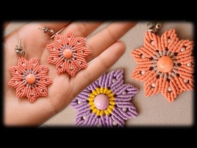 Macrame Flower | How to Make Macrame Flower Earrings | Cute & Easy Macrame Flower