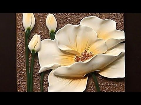 Making  of flower using wallputty.Relief painting.wallputty craft ideas