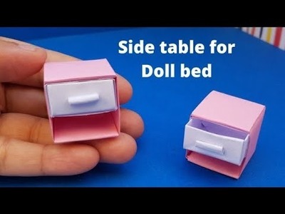 Mini bedside table with drawer | paper furniture for doll bedroom | Miniature craft for dollhouse