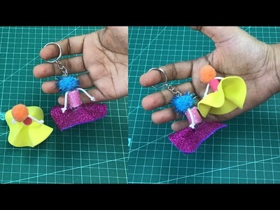 Miniature doll making from foamsheet | doll keychain craft | pom pom doll #dollmaking #pompomdoll