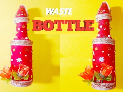 New out of waste craft ideas | DIY  Home Decor Ideas | bottle craft  ideas | Decorated Wine Bottle