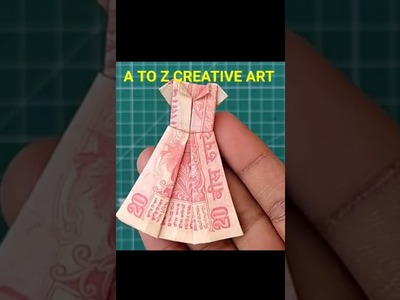 Origami Doll Dress || Doll Dress Making For 20 Rupees Note #shorts #youtubeshorts #shortsvideo