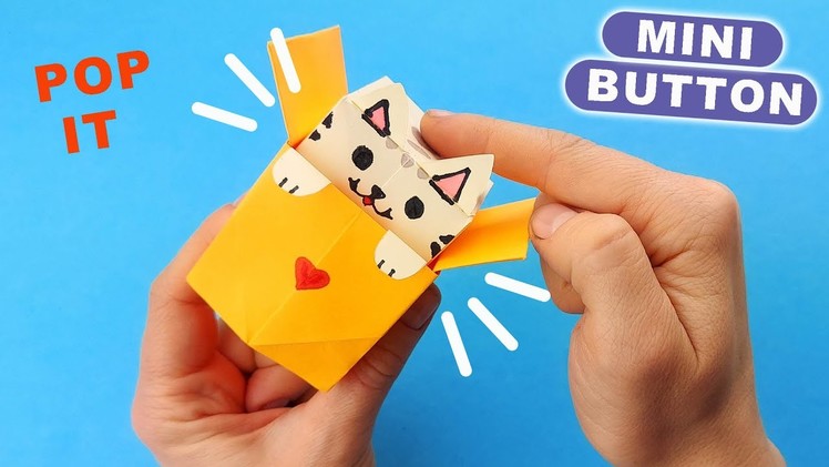 Origami Pop It Mini BUTTON with Cute Cat. How to make Origami Jumping Paper Cat in Box.