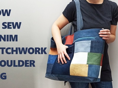 Patchwork Jeans Bag Made with Denim and Fabric Pieces | How to Sew a Patchwork Denim Bag?