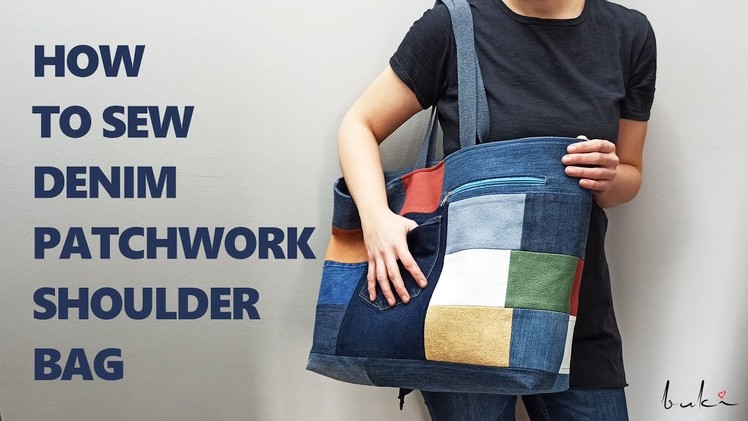 Patchwork Jeans Bag Made with Denim and Fabric Pieces | How to Sew a Patchwork Denim Bag?