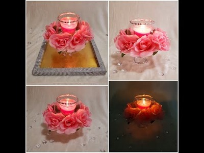 Rose wedding Centerpiece | Globe candle holder | Dollar tree diy