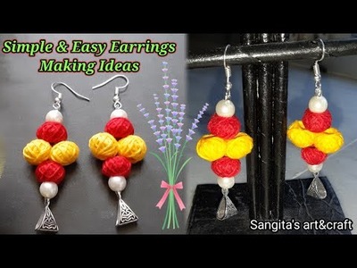 Simple & Easy Earrings Making Ideas.How To Make Trendy Earrings With cotton ball. Handmade Jewellery