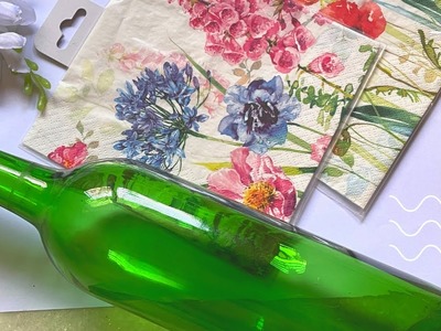Unique & beautiful glass bottle painting| decoupage bottle art | DIY Home decor | eco-friendly ideas