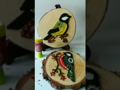 Unique DIY Décor Ideas 2022 | DIY Sequin Bird on Wood Slice | Fevicryl Hobby Ideas