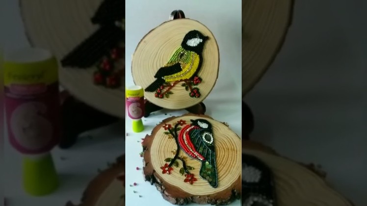 Unique DIY Décor Ideas 2022 | DIY Sequin Bird on Wood Slice | Fevicryl Hobby Ideas
