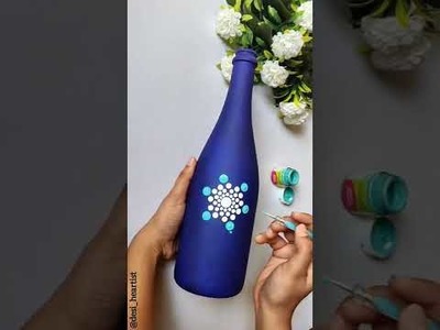 Very Beautiful Dot Art On Glass Bottle| Easy Bottle Painting For Beginners| DIY Home Decor Ideas|