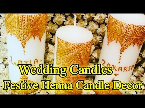 Wedding Candles-Candle Decoration Ideas| Festive Henna with Candle Decor | Personalised Henna Candle