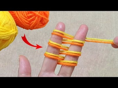 2 Superb Woolen Flower Making Trick Using Finger - Hand Embroidery Flower Design - Sewing Hack