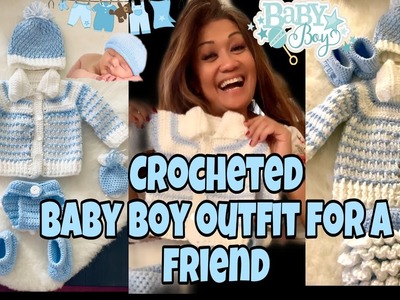 [4K]Crocheted Baby Boy outfit for a friend