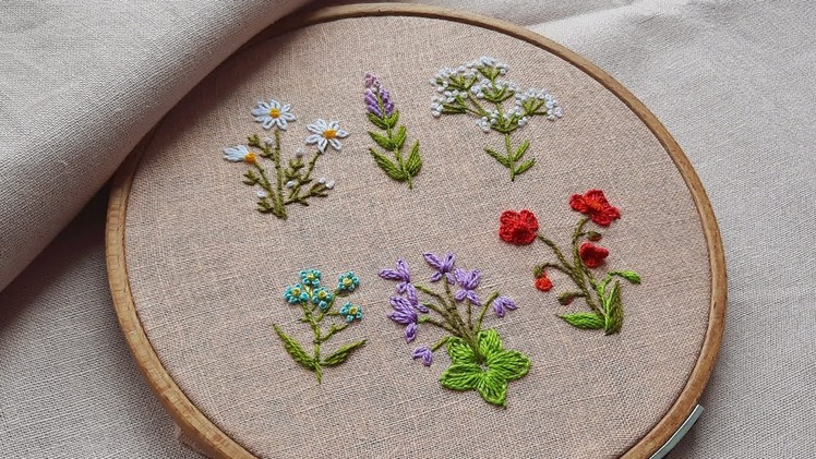 6 Amazing Ideas petite Wildflowers  Hand Embroidery Easy Flowers Stitches