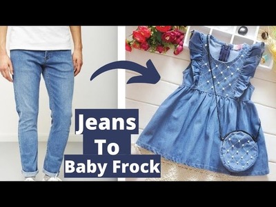 Baby Frock Cutting and Stitching |Baby dress from old jeans| #reuseoldjeans |denim dres|