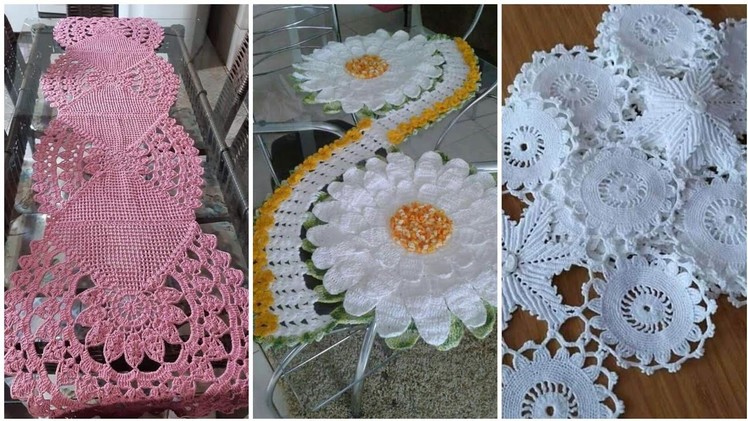 #crochet table runner.Stylish Crochet tablerunner with flowers patterns