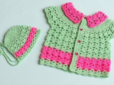 #Crochetcrosai New Born Baby Cap Video.How to Stitch Beautiful Jacket Sweater tutorial