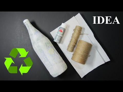 DIY BOTTLE DECORATION IDEA. EASY BOTTLE RECYCLING IDEA