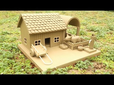 DIY how to make miniature house || kitchen set, house of animals, bullock carts & hand pumps