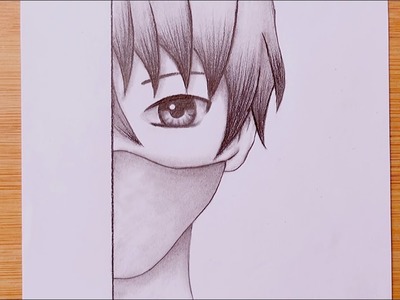Easy Anime Drawing with pencil sketch. How to draw anime boy wearing a mask #DrawingTutorial