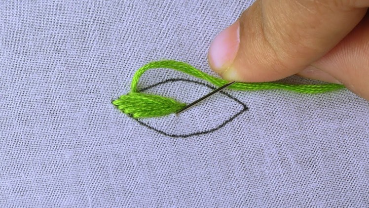 Easy Leaf Hand Embroidery Stitches Tutorial for Beginners - Leaf Design - 107