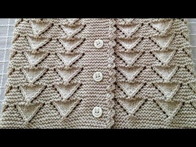Famous Baby Cardigan in Jali pattern.How to knit a Cardigan.Jali tutorials for kids:Design-398
