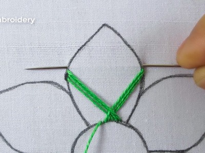 Hand Embroidery Amazing Flower Design Fishbone Stitch Needle Work With Super Easy Sewing Tutorial
