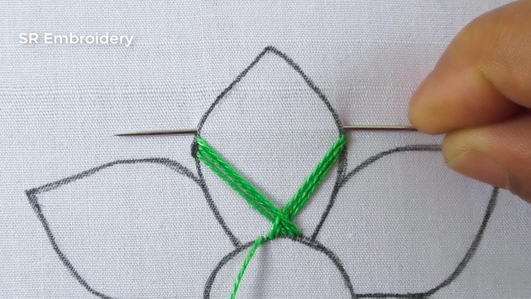 Hand Embroidery Amazing Flower Design Fishbone Stitch Needle Work With Super Easy Sewing Tutorial