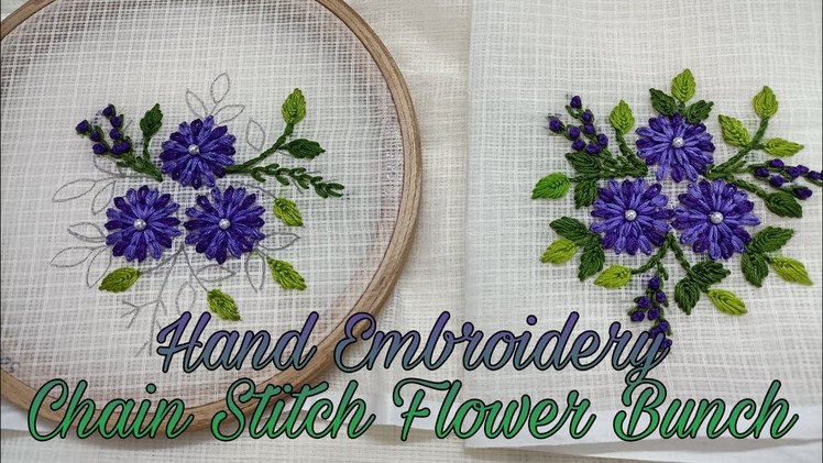 Hand Embroidery Chain Stitch Flower Bunch Design for Sarees and Kurti | Easy Embroidery tutorial