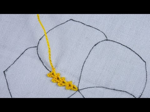 Hand embroidery decorative fancy flower design with Honey Comb & Spanish Knotted Feather Stitch