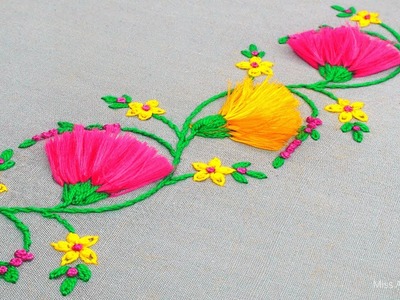 Hand Embroidery Dress Borderline Design New, Cute Flower Borderline Embroidery Tutorial-600