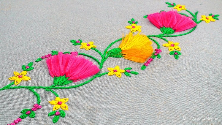 Hand Embroidery Dress Borderline Design New, Cute Flower Borderline Embroidery Tutorial-600
