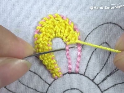 Hand embroidery new Romanian Stitch elegant floral design with easy tutorial