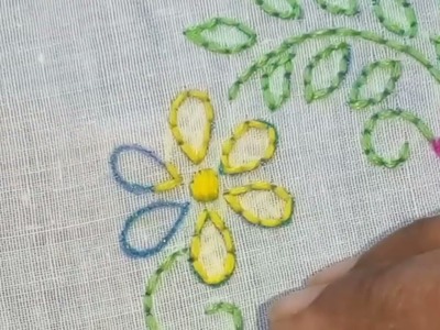 Hand embroidery shadow work। Chiken kari stitch for beginners ।