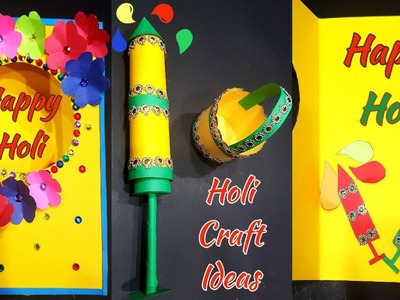 Holi Craft Ideas | DIY Holi Paper Crafts | Holi Decoration Ideas | Paper Pichkari | Holi Card ideas