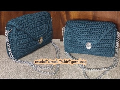 How to crochet a simple t-shirt yarn bag for beginners