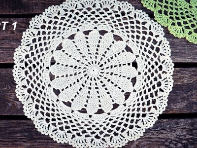 How To Crochet Easy Lace Doily Part 1 Round 1 - 9