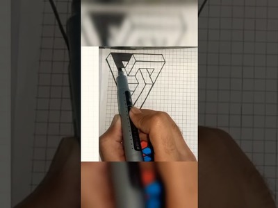 How to draw 3D art on Graph paper #shorts #illusion #realistic #millions #ishaqhacks